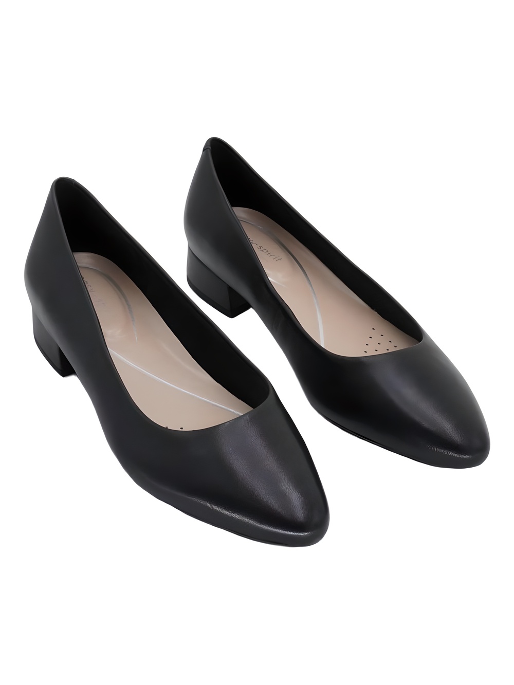 Easy Spirit Caldise Black Leather Pointed Toe Flat 1.5" Block Heel Pumps Size 9M